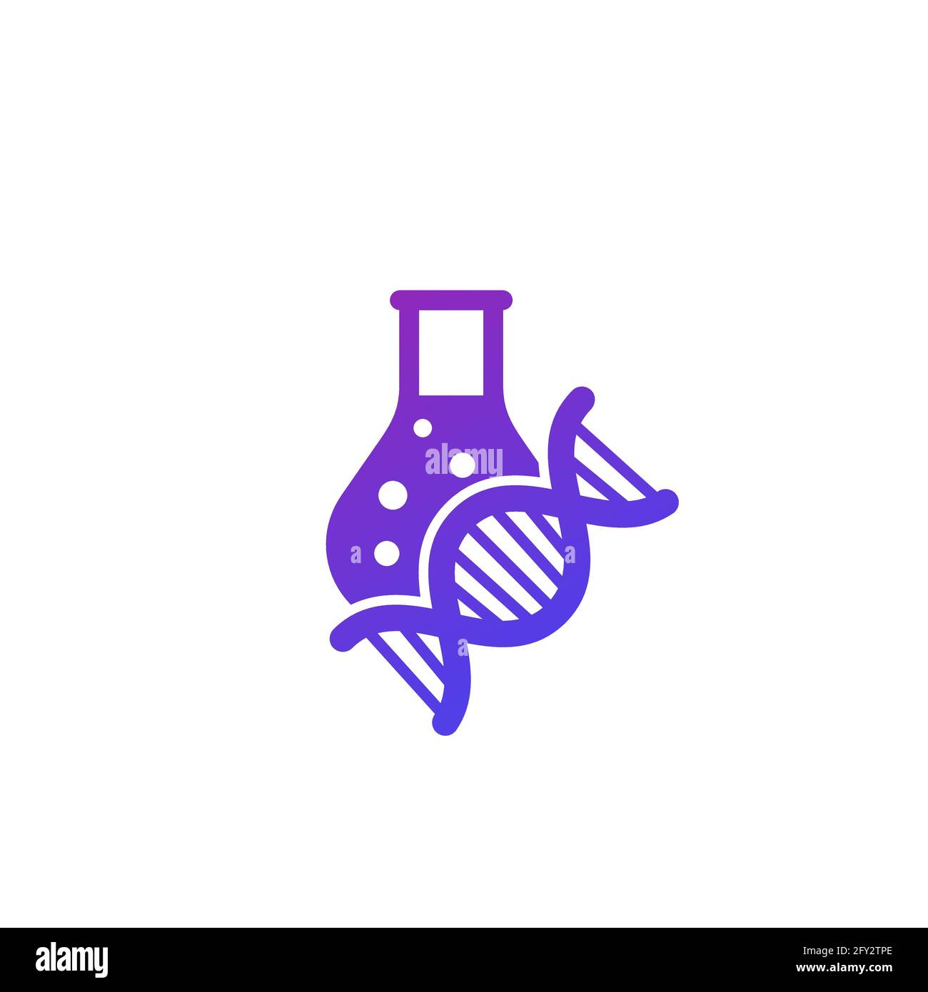 logo biotecnologico con vetro da laboratorio e dna Illustrazione Vettoriale