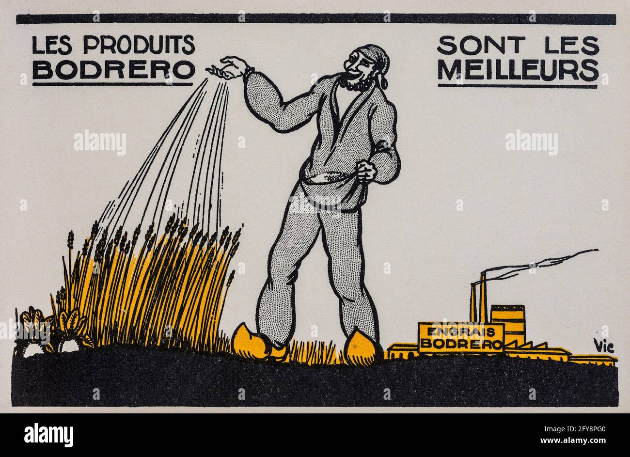 Cartolina pubblicitaria francese pubblicità ammoniaca e fertilizzanti azotati prodotti dalla C.F.A. (Comptoir Francoise de l'Azote) per l'agricoltura. Foto Stock