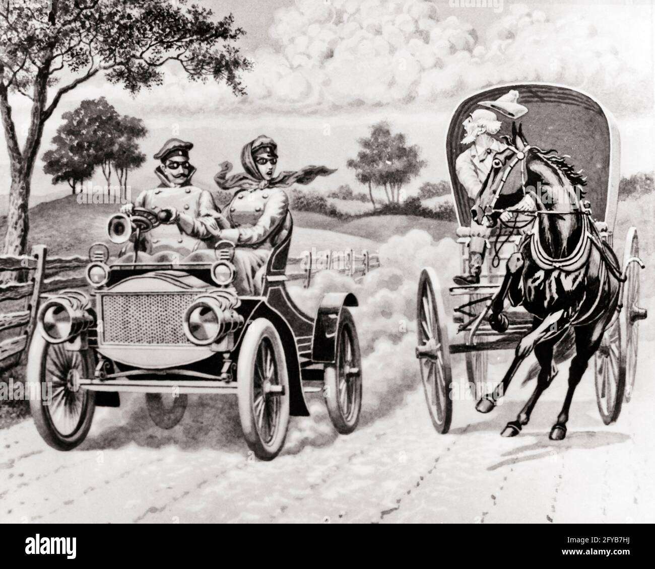 1890s 1900s 1910S COPPIA UOMO DONNA IN AUTO SENZA CAVALLI CARROZZA ACCELERARE CON L'ALLARMATO SPAVENTATO ANZIANO A CAVALLO E CARRO - A7968 HAR001 HARS ANZIANI VECCHIO TEMPO FUTURO SORPRESA NOSTALGIA AUTO 1 STILE VECCHIO STILE WAGON PAURA VEICOLO A MOTORE GIOVANE CAVALLI ADULTI TECNOLOGIA SICUREZZA CONCORRENZA STILE DI VITA VELOCITÀ ANZIANI FEMMINE SPOSATE SPOSO RURALE MARITI CAPPOTTI DI LUSSO TRASPORTO FULL-LENGTH DONNE PERSONE OCCHIALI AUTOMOBILE MASCHI RISCHIO RUOTE UOMO ANZIANO TRASPORTO DUSTER ADULTO ANZIANO PARTNER B&W CARROZZA MAMMIFERI OLDSTERS OLDSTER TURNO DEL 20 CENTURY E AUTOS SONO IN GRADO DI PROMUOVERE L'INNOVAZIONE Foto Stock