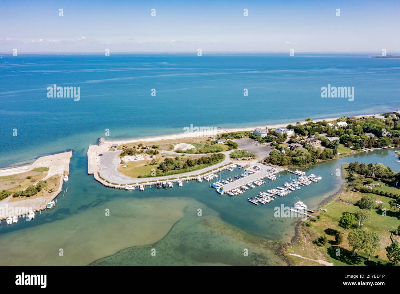Vista aerea di Clearwater Beach, East Hampton, NY Foto Stock