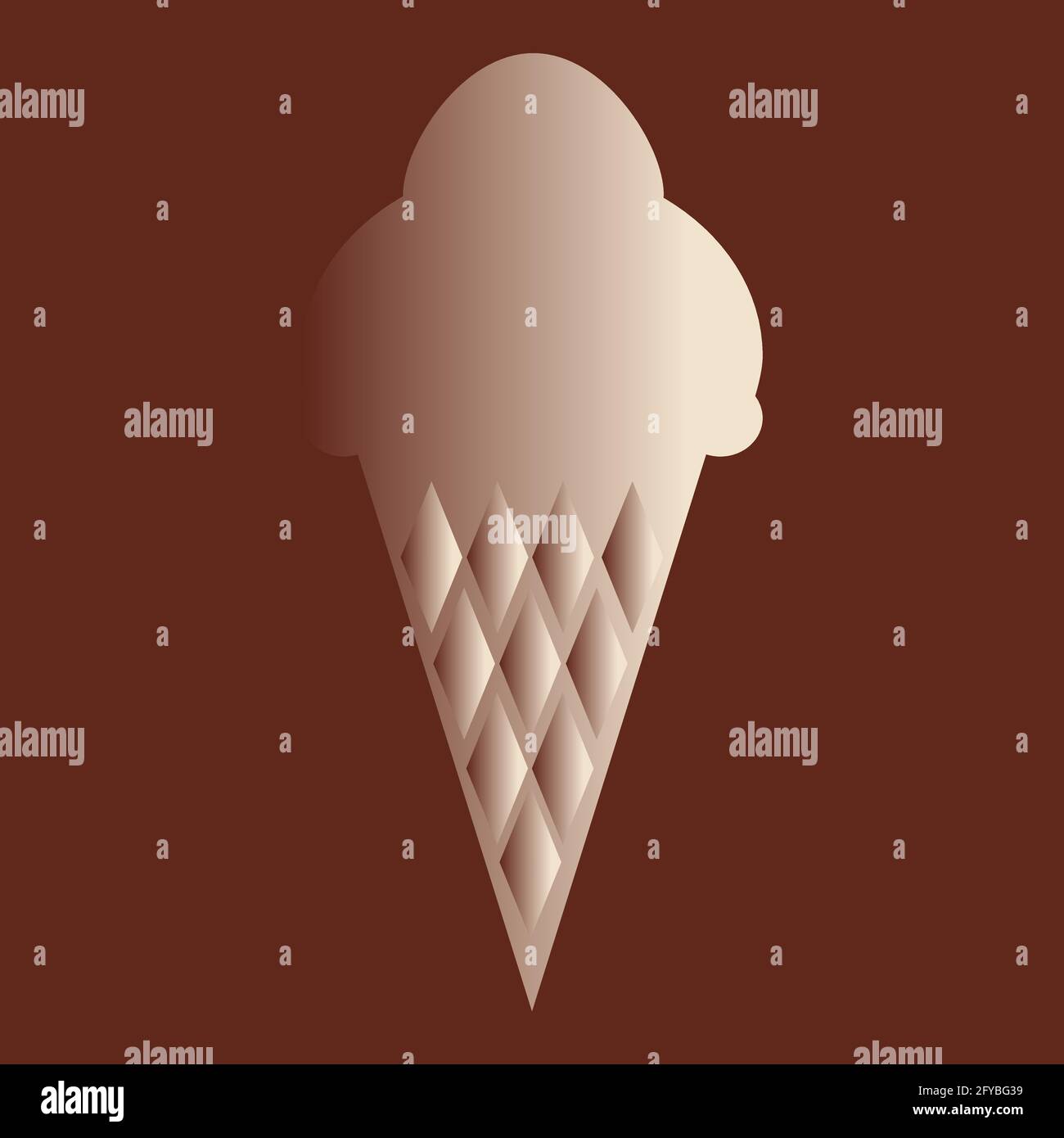 Gelato al cioccolato in silhouette. Immagine vettoriale moderna monocromatica per la progettazione o l'icona. Illustrazione Vettoriale