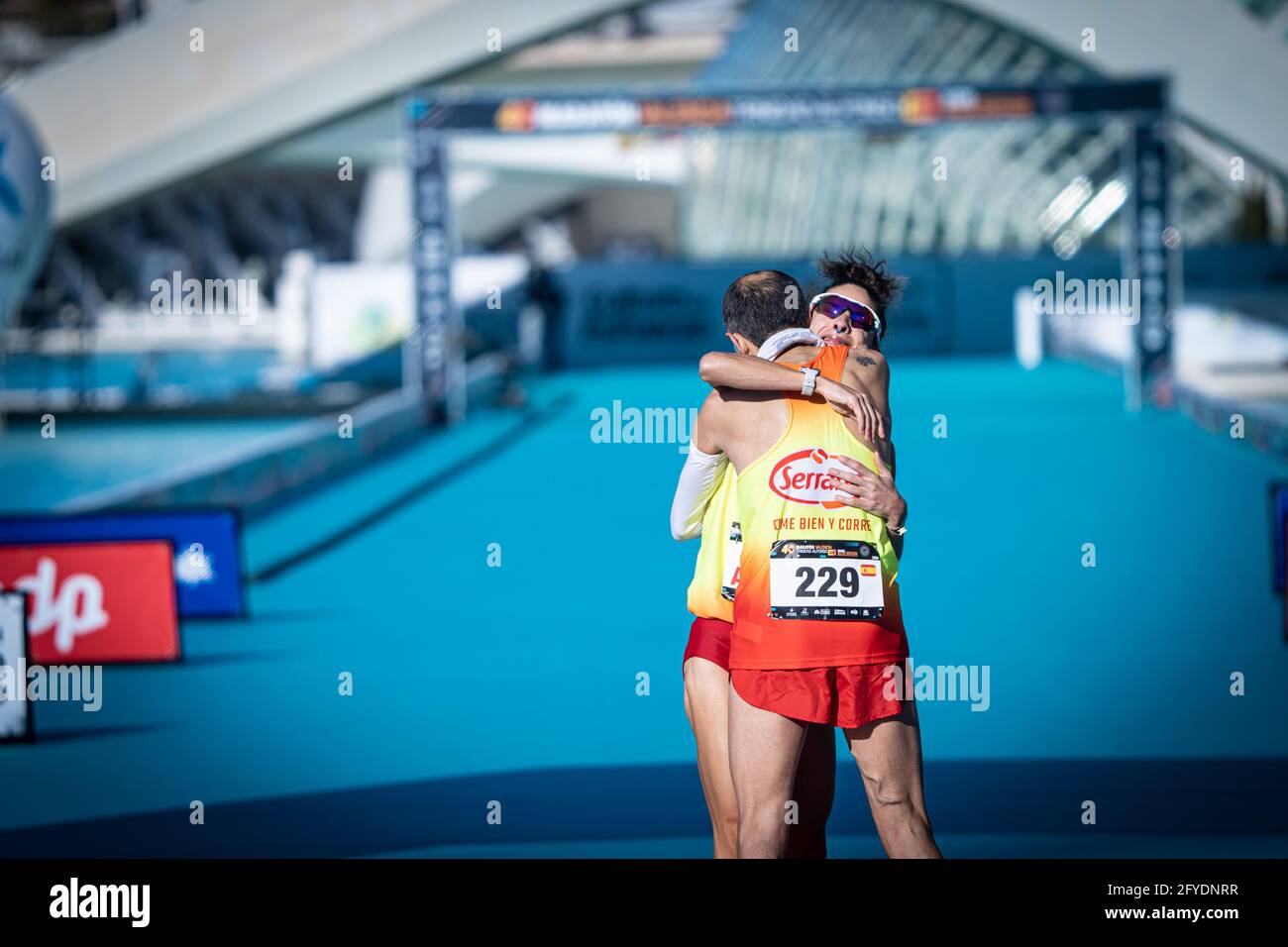 Valencia. Maratona di Valencia 2020 in piena pandemia e in azione. Foto Stock