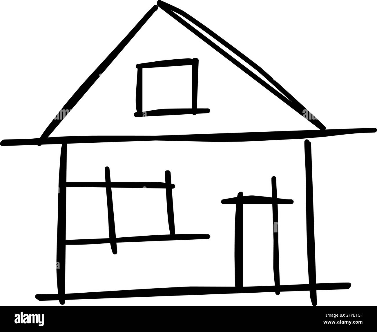 Casa icona di linea grezza arte in stile disegnato a mano, semplice, nero 16 Illustrazione Vettoriale