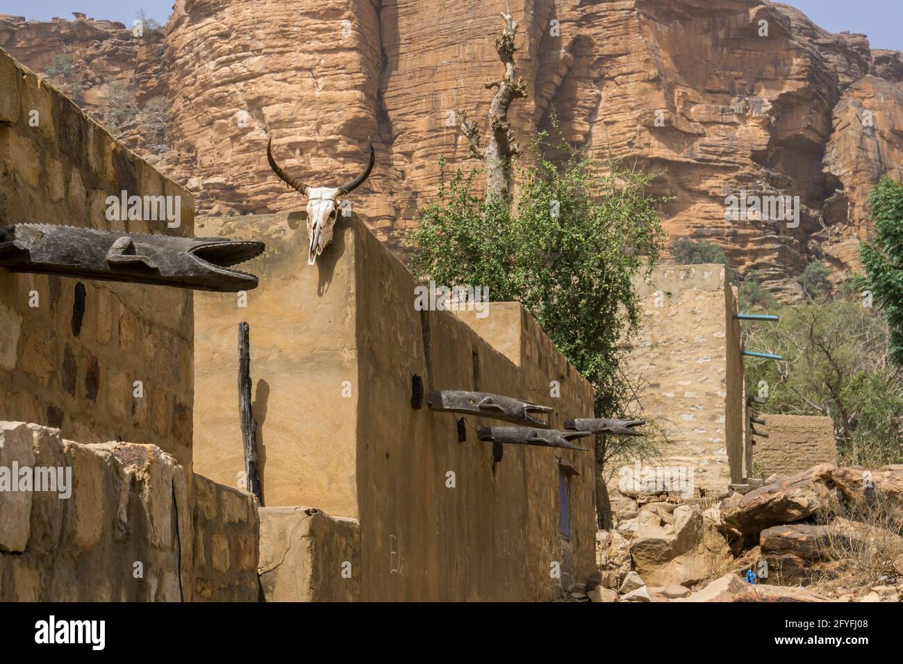 Tradizionale Village Huts a Teli, Dogon Country, Mali Foto Stock