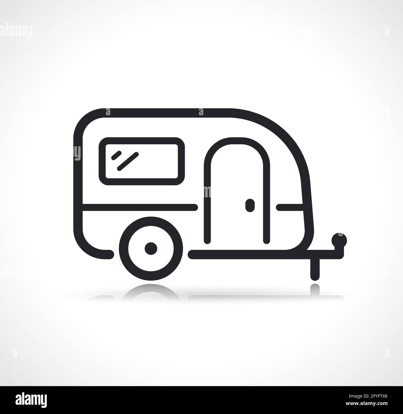 design isolato con icone a linea sottile del rimorchio caravan Illustrazione Vettoriale