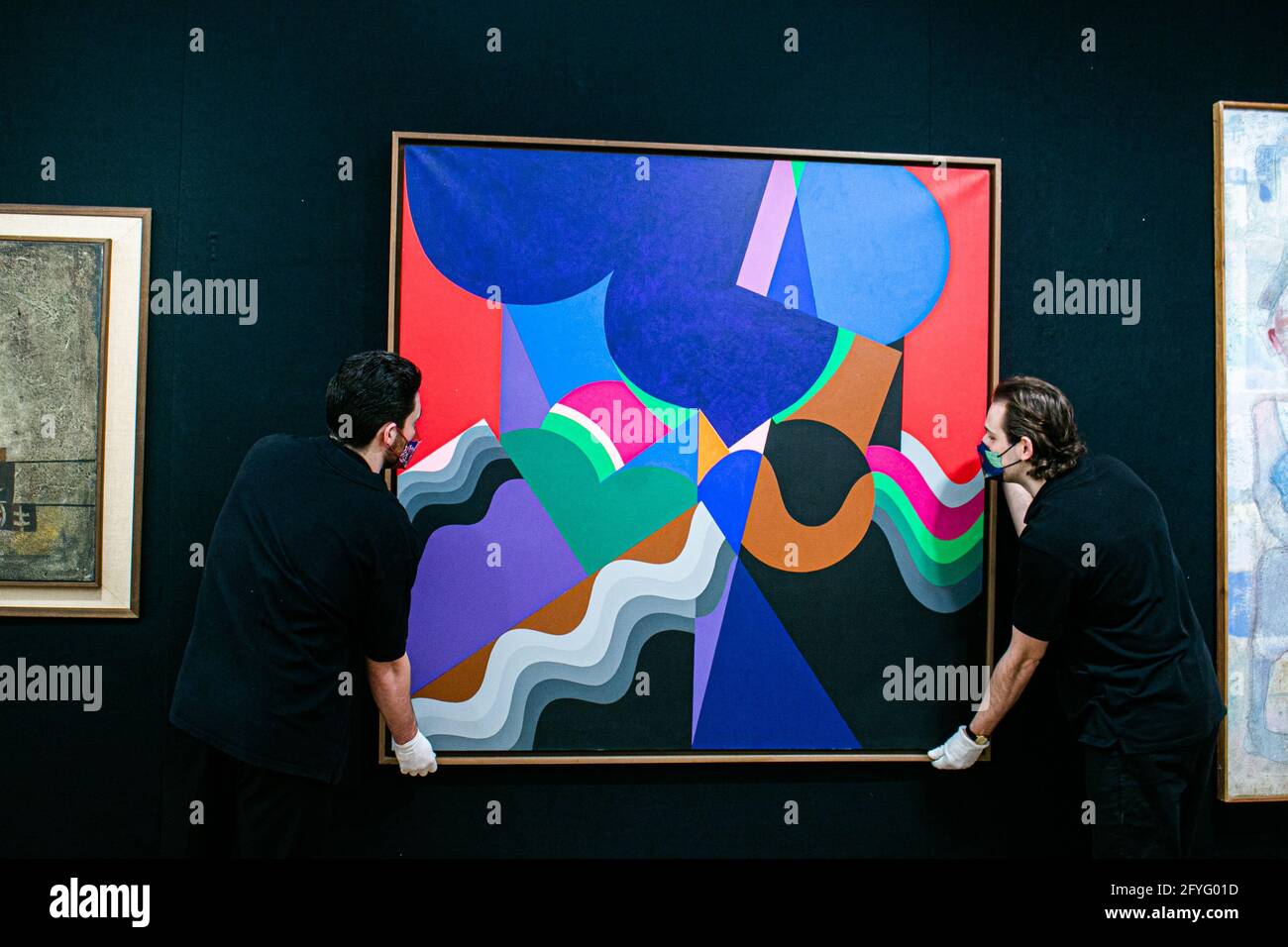 NEW BOND STREET LONDRA 28 MAGGIO 2021. MOHAMED MELEHI, (Marocco, 1936-2020), senza titolo. Stima: £50,000-80,000. La photo call per la vendita Bonhams d'arte moderna e contemporanea mediorientale. Credit: amer Ghazzal/Alamy Live News Foto Stock