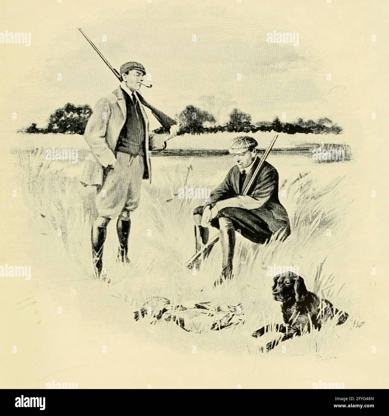 Duck Hunting 1910 from the Book ' Medley of sport ' di Durham, J. M. M. B pubblicato da Gibbings, Londra nel 1910 Foto Stock