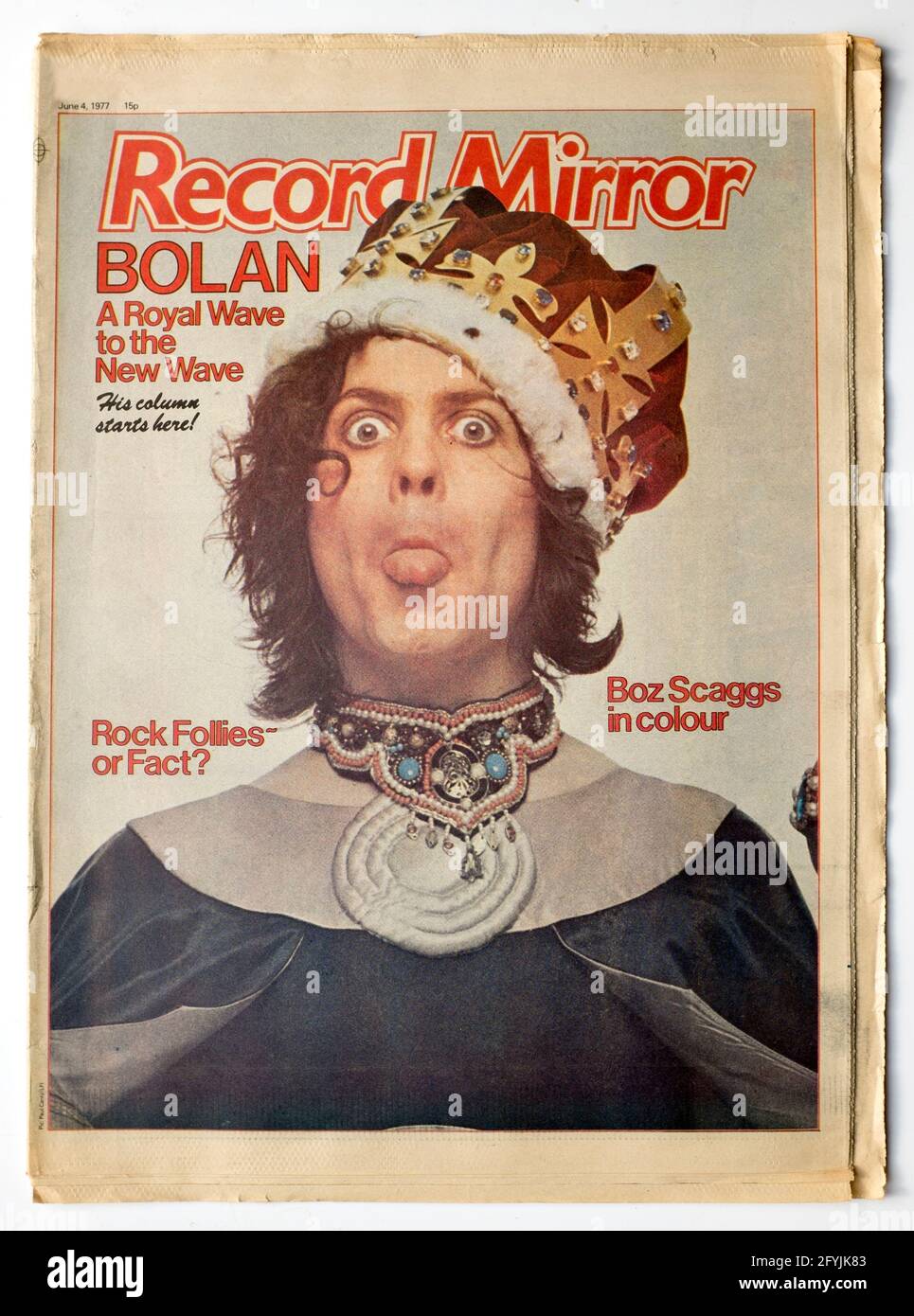 !970s Record Mirror Magazine con copertina anteriore Marc Bolan Foto Stock