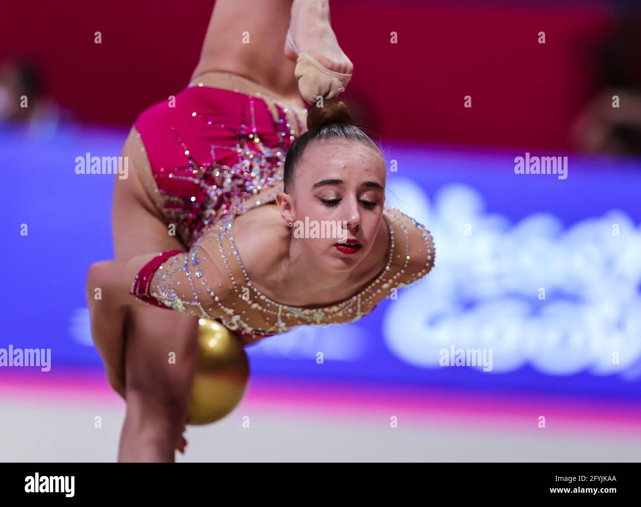 Pesaro, Italia. 28 Maggio 2021.durante la Ginnastica ritmica Coppa del mondo di fig 2021 Pesaro alla Vitrifrigo Arena di Pesaro, Italia il 28 Maggio 2021 - Foto FCI / Fabrizio Carabelli / LM Credit: Live Media Publishing Group/Alamy Live News Foto Stock