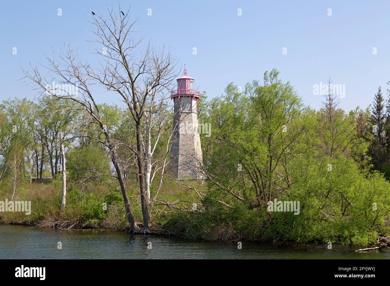 Faro di Gibilterra Point a Toronto, Ontario, Canada. Situato sulle isole di Toronto, il faro risale ai primi del 1800. Foto Stock