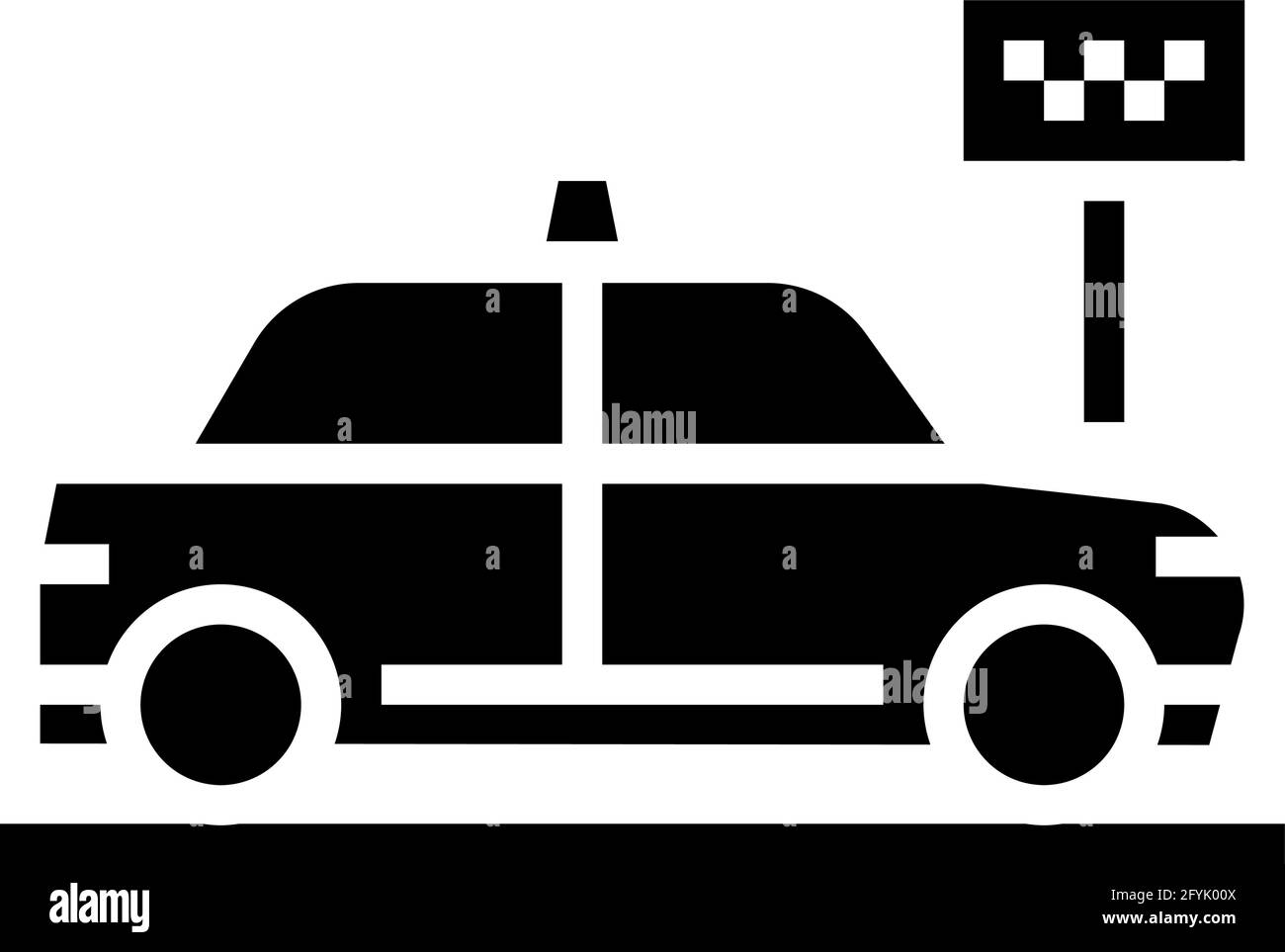 taxi stop motel glyph icona illustrazione vettoriale Illustrazione Vettoriale