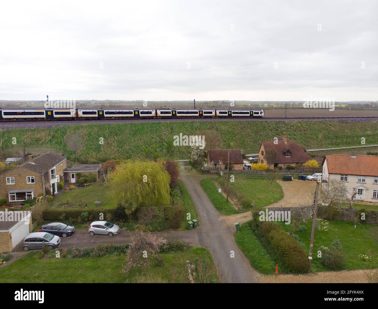 Mock-up di argini ferroviari orientali occidentali, presi dai loro disegni ingegneristici 2021, Lowfields Little Eversden Cambridgeshire Foto Stock