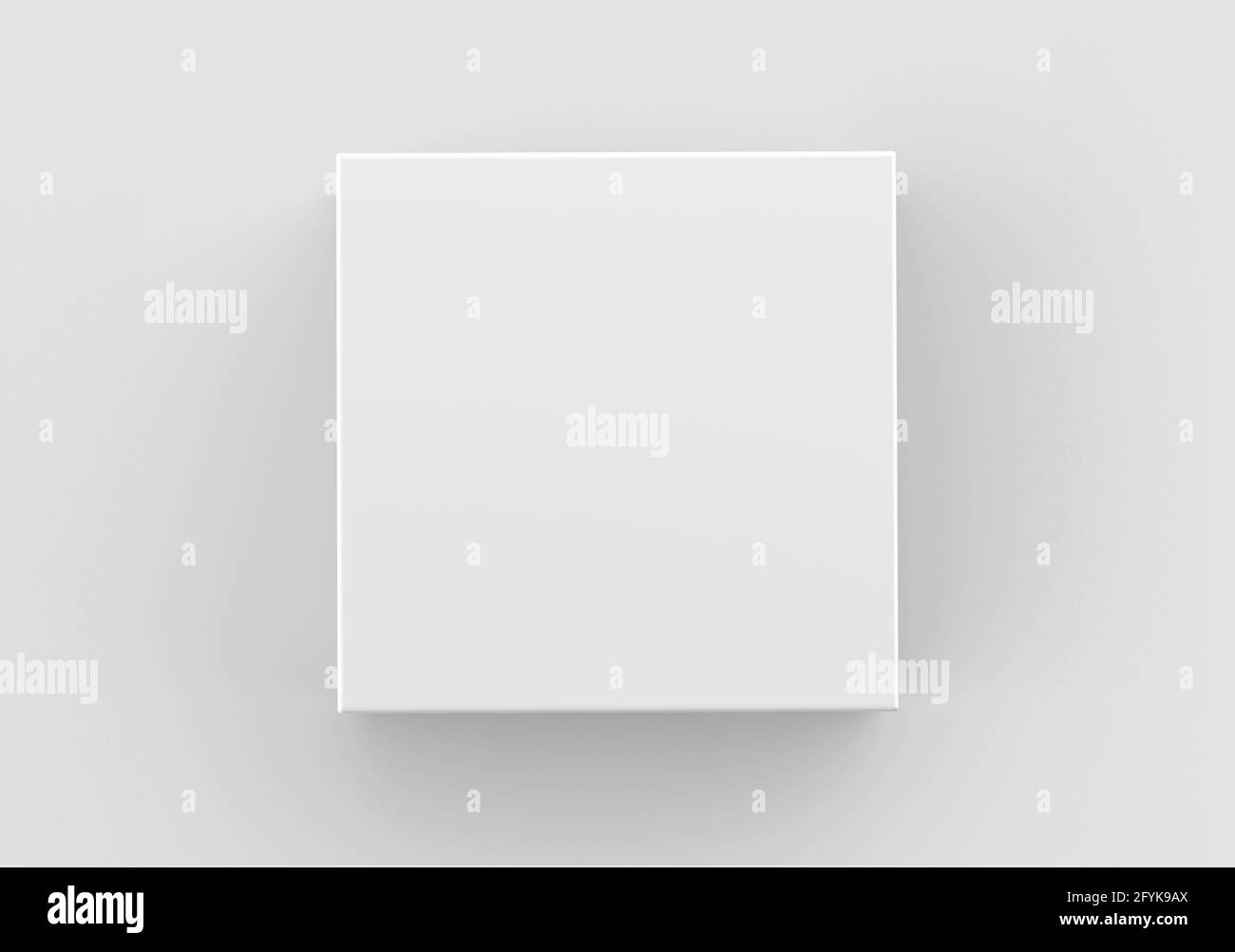 Scatola bianca quadrata Mockup, contenitore di cartone vuoto per shoe box, rendering 3d isolato su sfondo chiaro Foto Stock