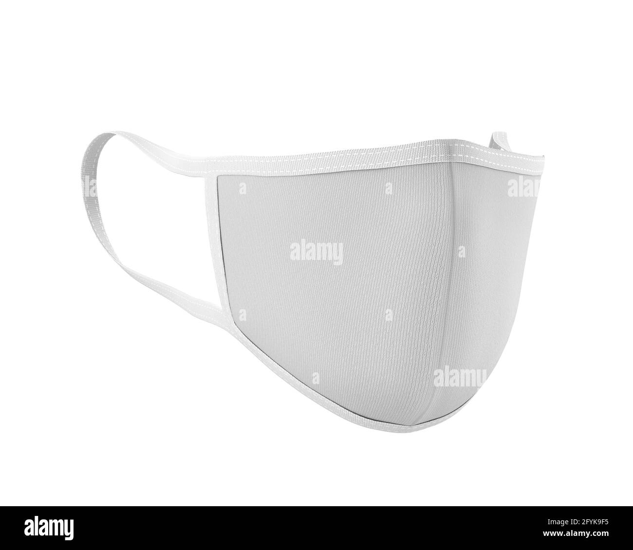 White Face Mask Mockup, maschera di polvere vuota 3d rendering isolato su sfondo bianco, pronto per il tuo progetto Foto Stock