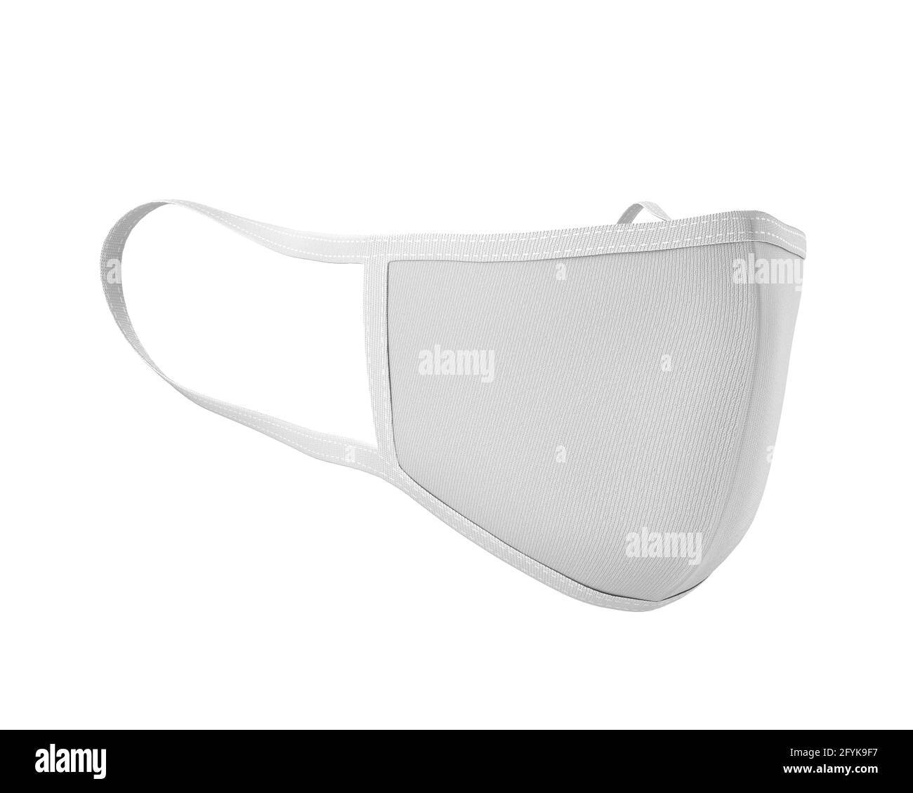 White Face Mask Mockup, maschera di polvere vuota 3d rendering isolato su sfondo bianco, pronto per il tuo progetto Foto Stock