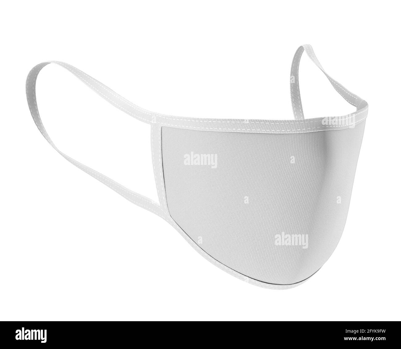 N95 Face Mask mockup vista frontale, maschera in cotone bianco polvere 3d rednering su sfondo chiaro Foto Stock