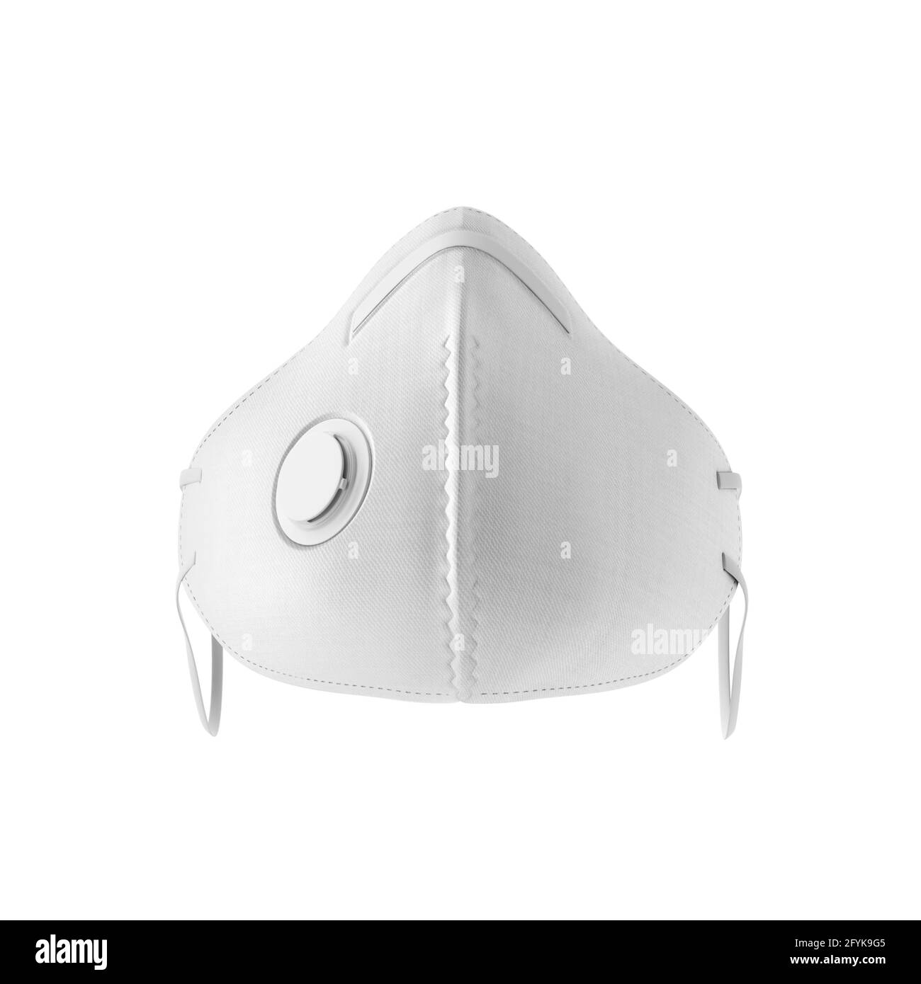 N95 Face Mask mockup vista frontale, maschera in cotone bianco polvere 3d rednering su sfondo chiaro Foto Stock