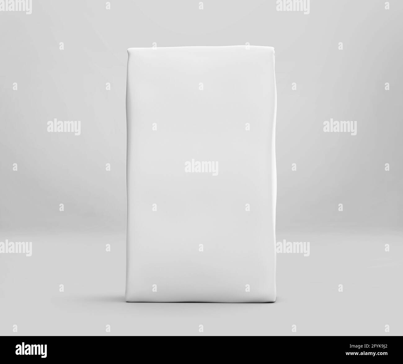 Sacchetto di carta da caffè bianco Mockup, contenitore Beans vuoto rendering 3D isolato su sfondo grigio chiaro Foto Stock