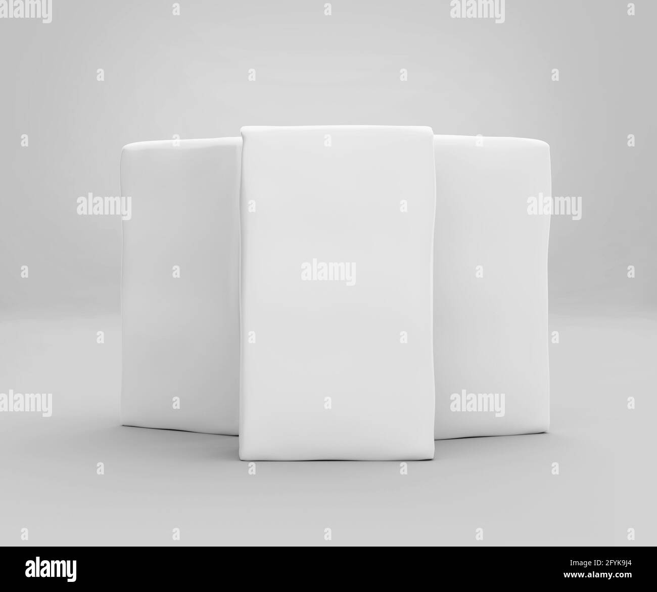 Sacchetto di carta da caffè bianco Mockup, contenitore Beans vuoto rendering 3D isolato su sfondo grigio chiaro Foto Stock