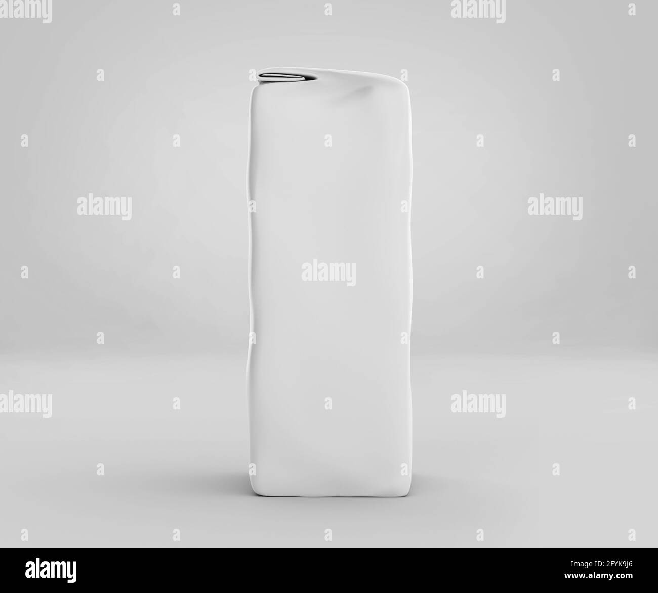 Sacchetto di carta da caffè bianco Mockup, contenitore Beans vuoto rendering 3D isolato su sfondo grigio chiaro Foto Stock