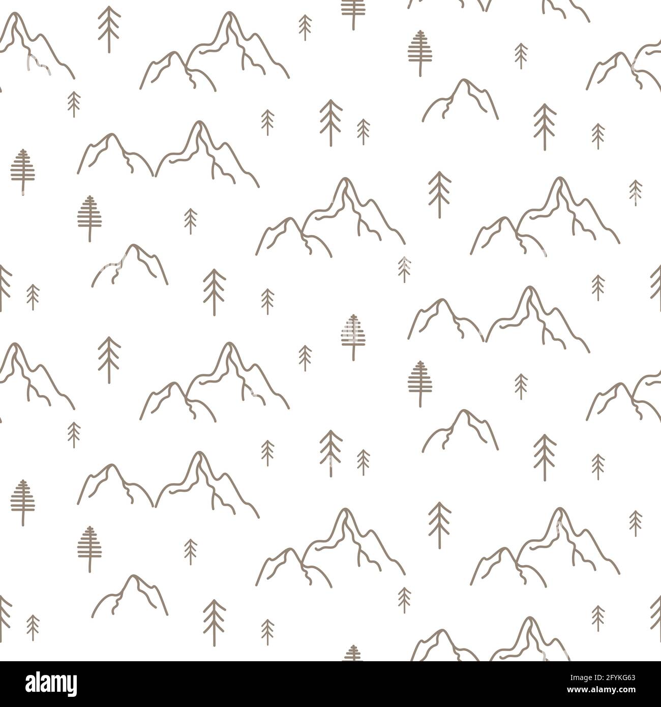 Silvicoltura semplice motivo di stile di contorno. Illustrazione della texture vettoriale per la stampa Illustrazione Vettoriale