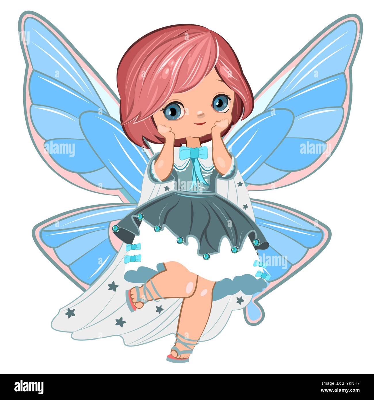Bambina in un bel vestito con ali di farfalla. Flirts. Bella fata