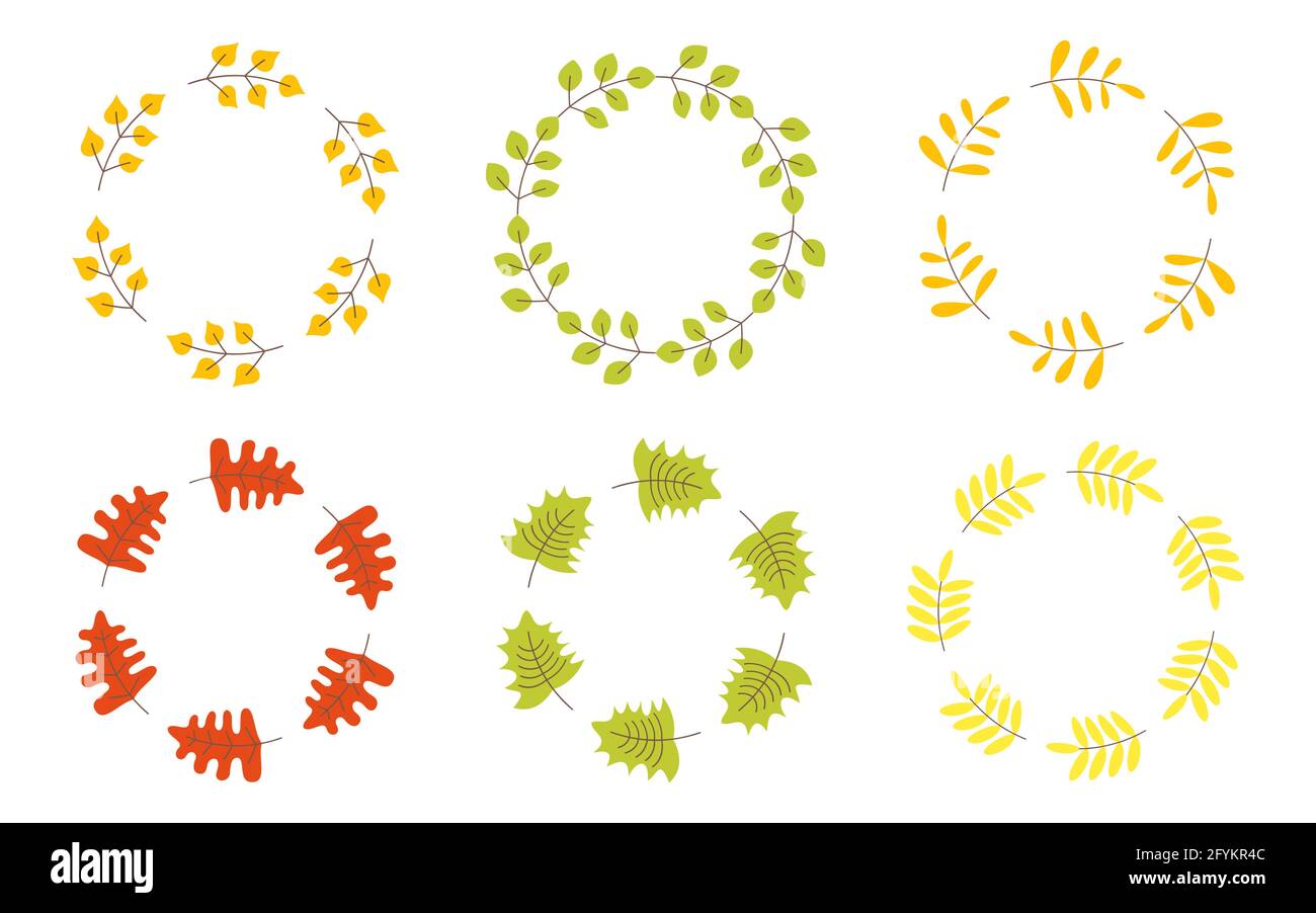 Arrotondare l'area vuota per il testo con foglie secche e estive. Adesivo. Decorazione per un biglietto d'auguri. Design autunnale. Striscioni per pubblicità, scrapbooking, taccuino, piatti. Cornici. Halloween. Illustrazione Vettoriale