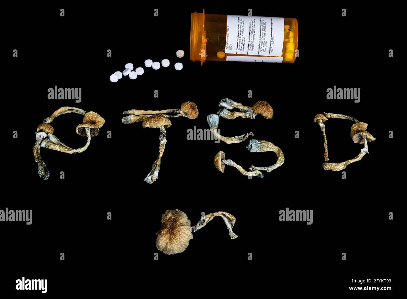 Psichedelico psilocibin Magic Mushrooms ortografia PTSD Foto Stock