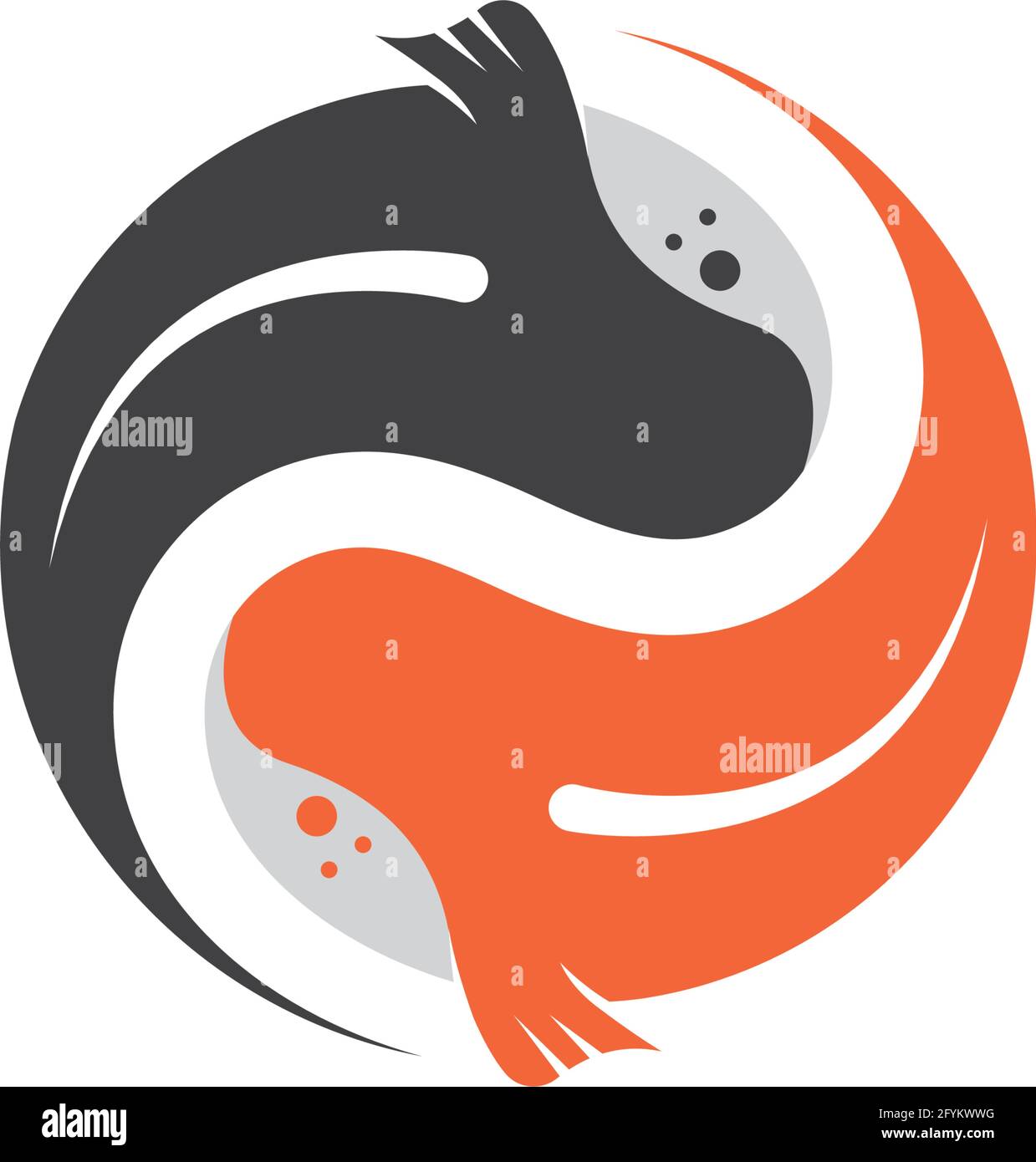 yin yang koi pesce vettore icona concetto di progettazione Illustrazione Vettoriale