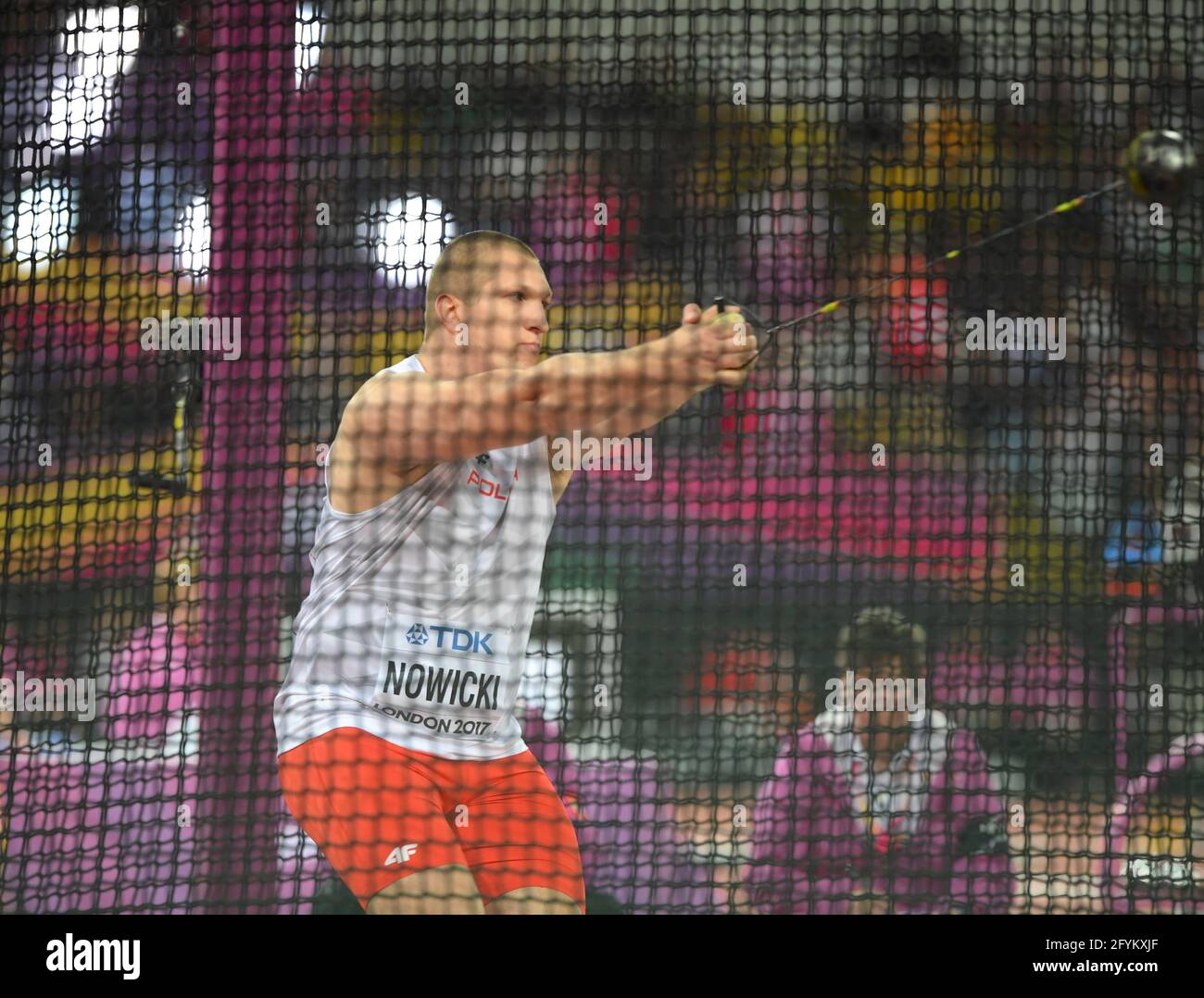 Wojciech Nowicki (Polonia, medaglia di bronzo). Martello, finale. IAAF World Athletics Championships Londra 2017 Foto Stock