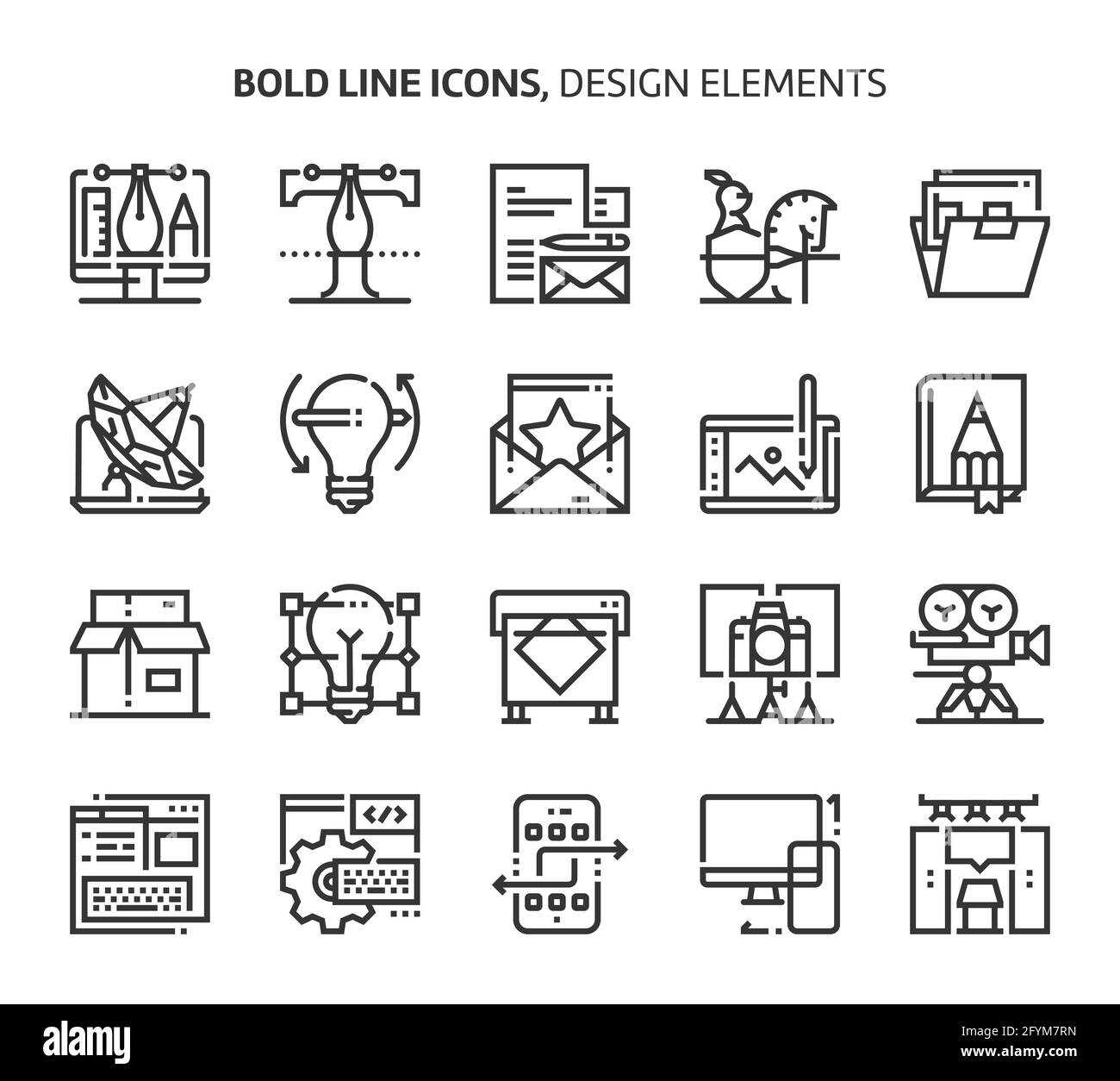 Elementi di design, icone di linea in grassetto. Le illustrazioni sono un vettore, tratto modificabile, 48x48 pixel Perfect file. Realizzato con precisione e occhio per quali Illustrazione Vettoriale