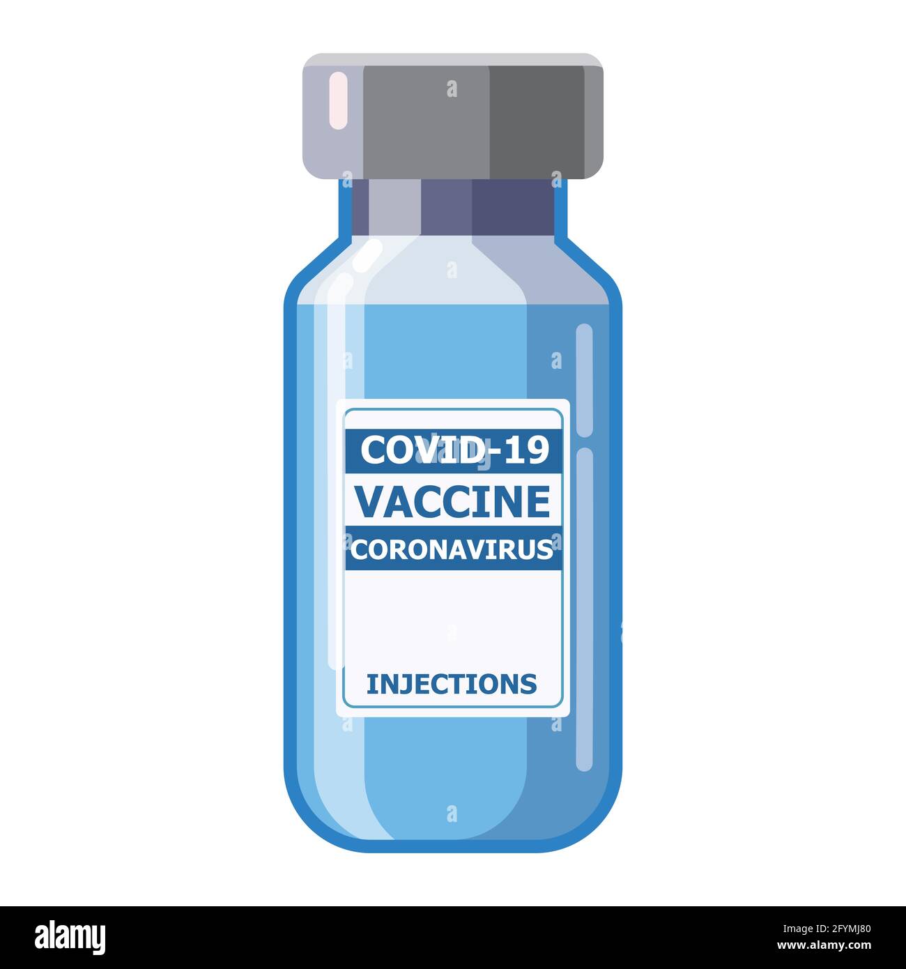 Flacone di vaccino Coronavirus. Trattamento, prevenzione o lotta contro il coronavirus covid-19. Immagine vettoriale modello poster isolato Illustrazione Vettoriale