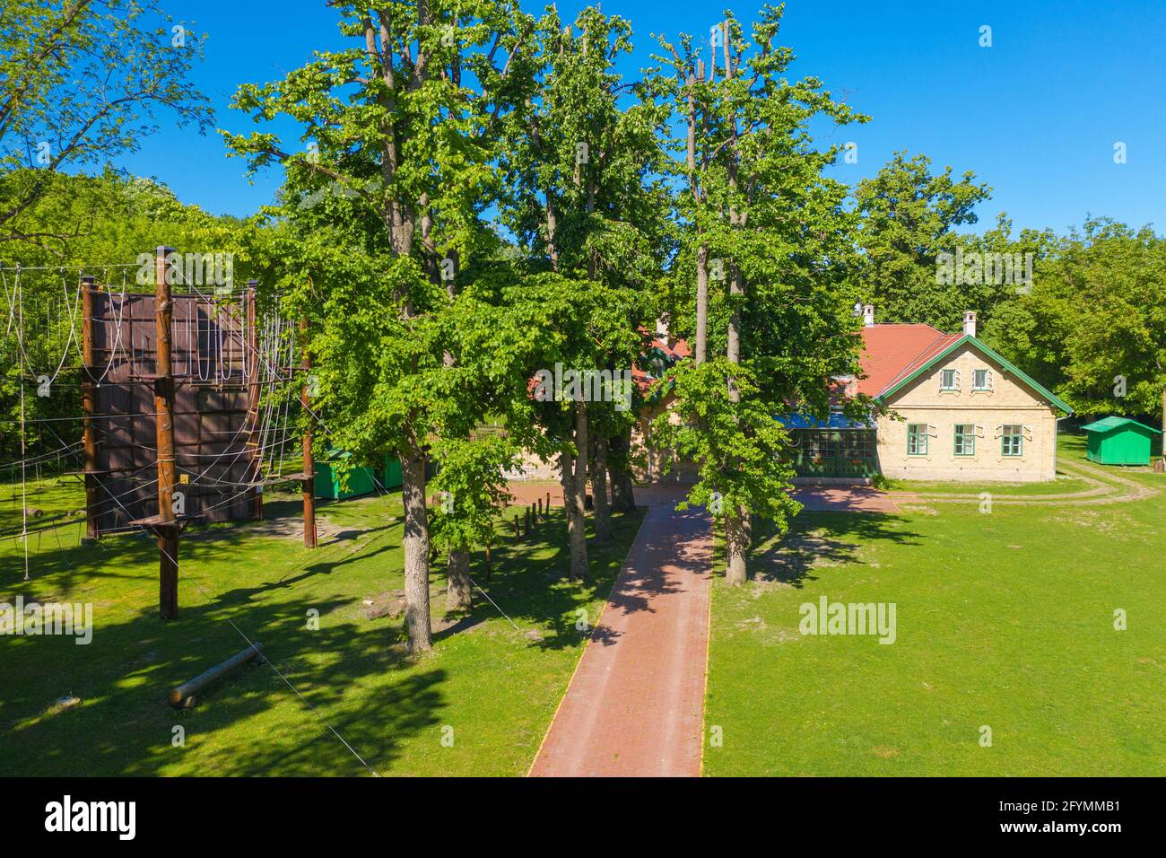 Vista aerea del centro Eco Zlatna greda a Baranja, Croazia Foto Stock