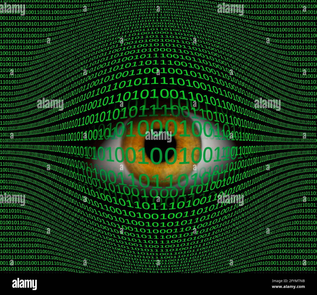 Codice occhio e binario, immagine composita Foto Stock