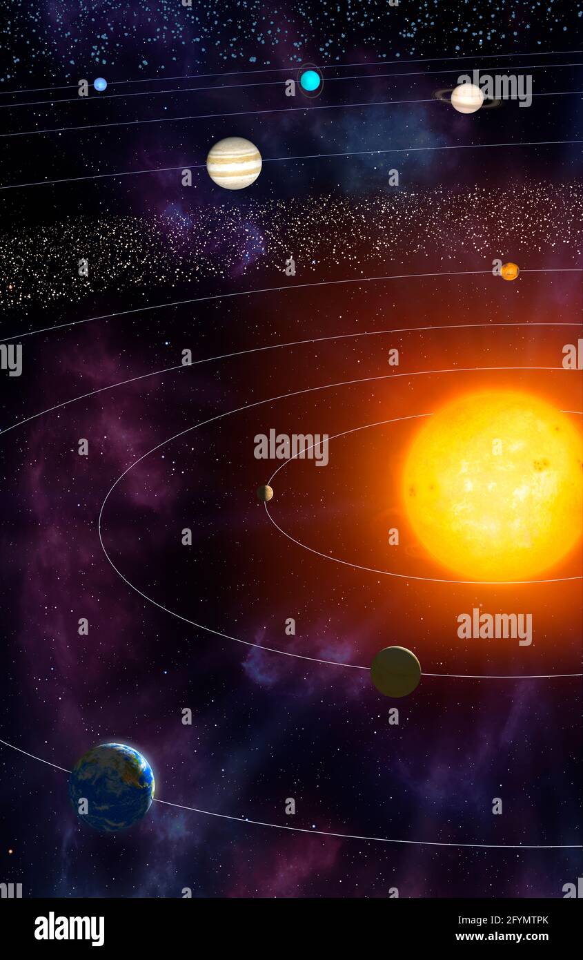 Sistema solare, illustrazione Foto Stock
