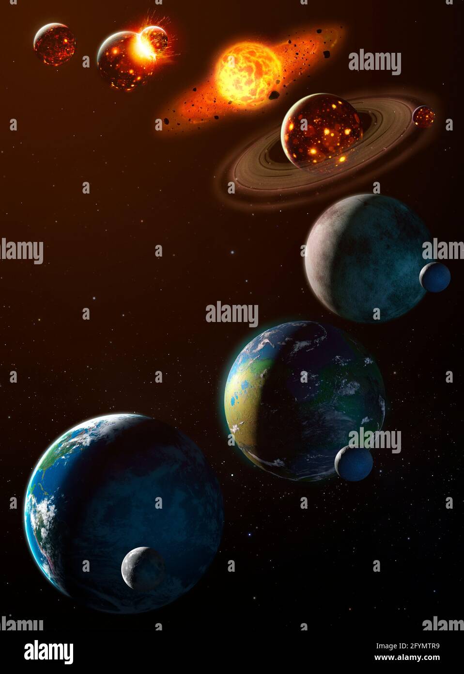 Formazione della Terra, illustrazione Foto Stock