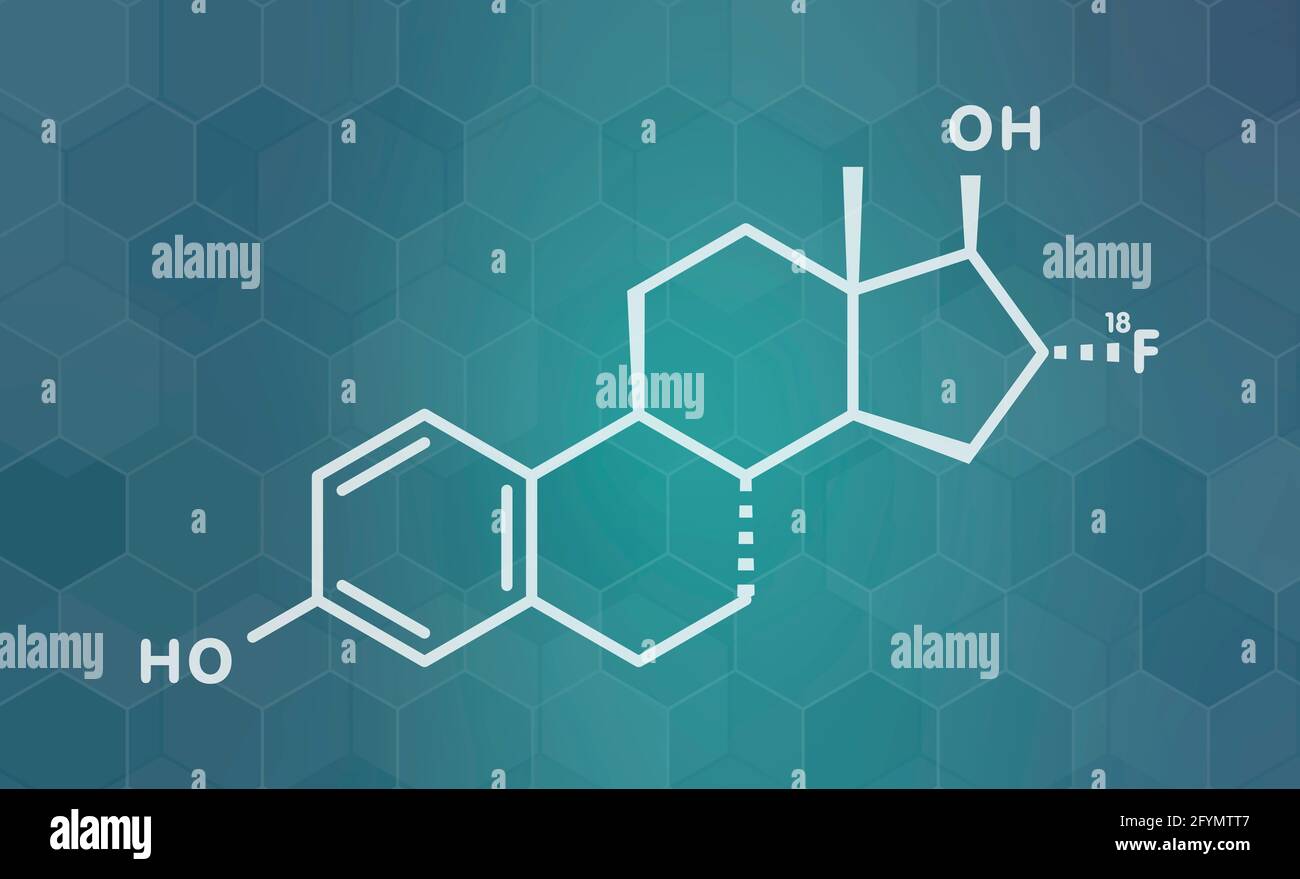 Molecola diagnostica Fluoroestradiolo F-18, illustrazione Foto Stock