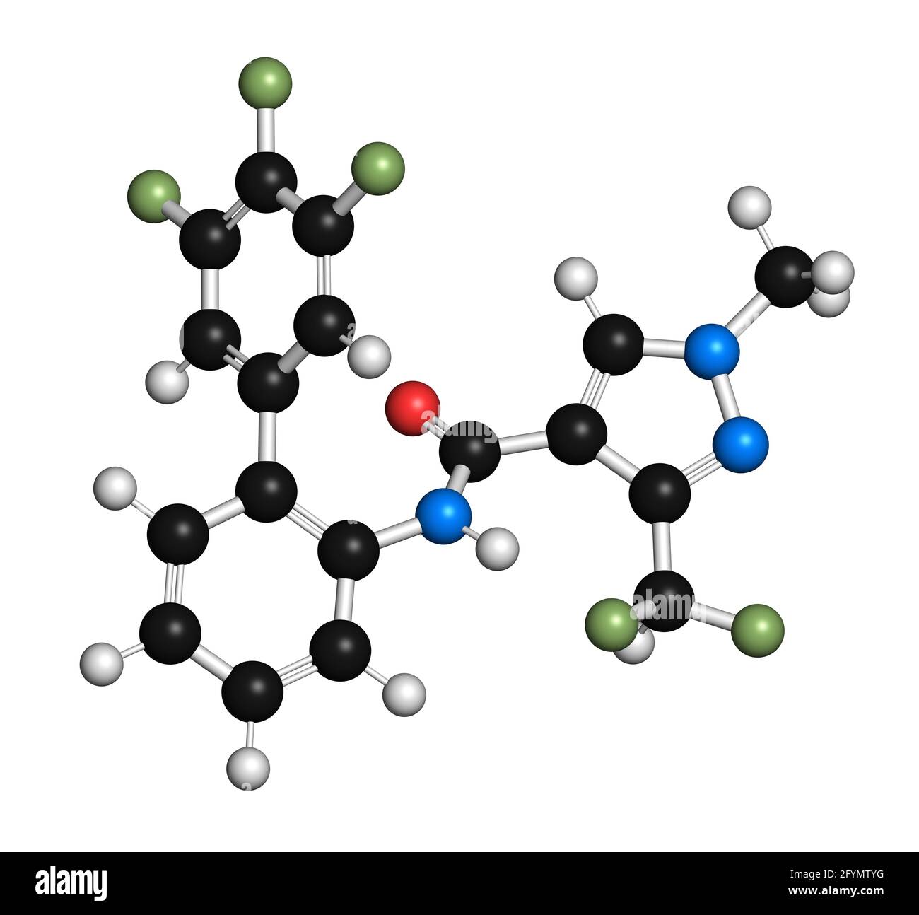 Molecola di fungicida di Fluxapyroxad, illustrazione Foto Stock