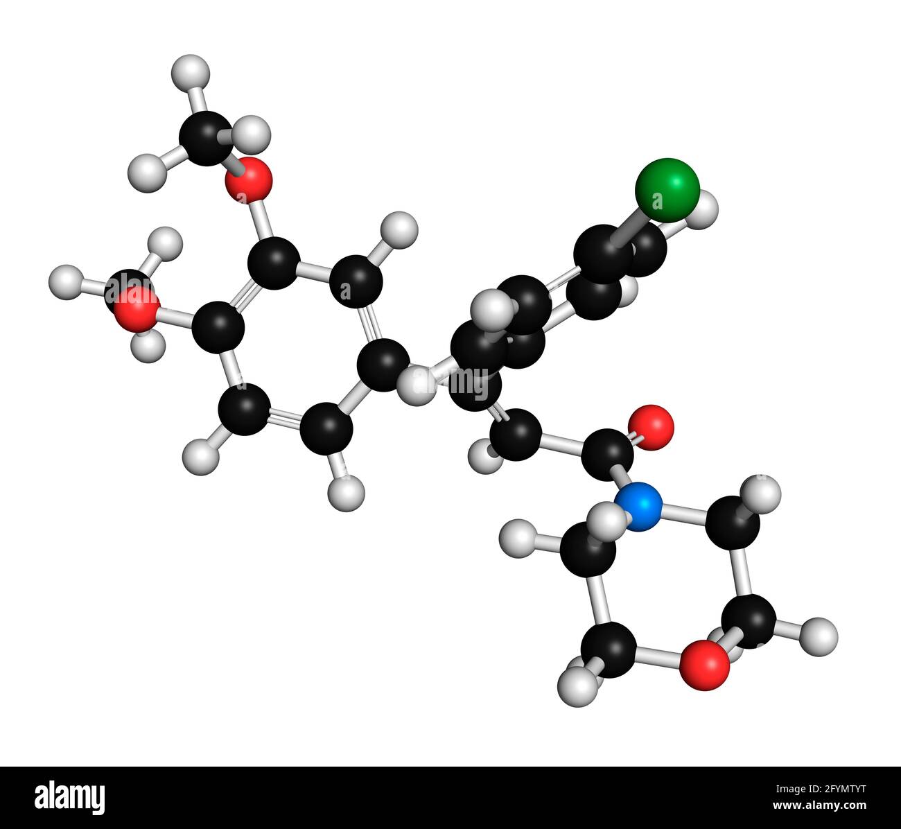 Molecola di fungicida di Dimitomorph, illustrazione Foto Stock