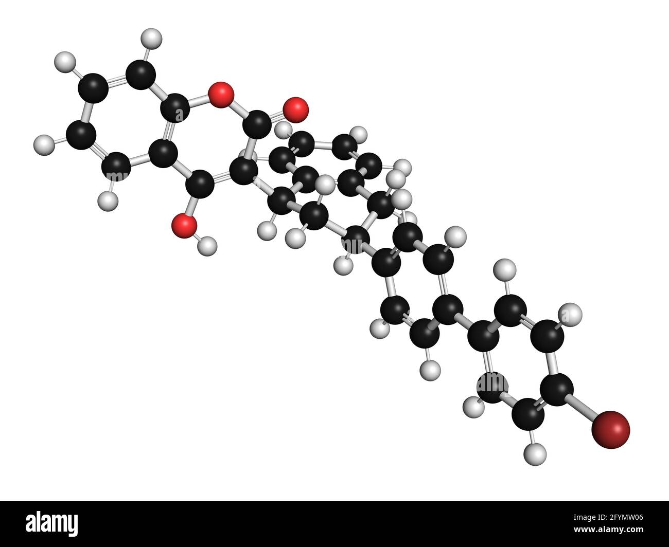 Molecola di roditicida BRODIFACOUM, illustrazione Foto Stock