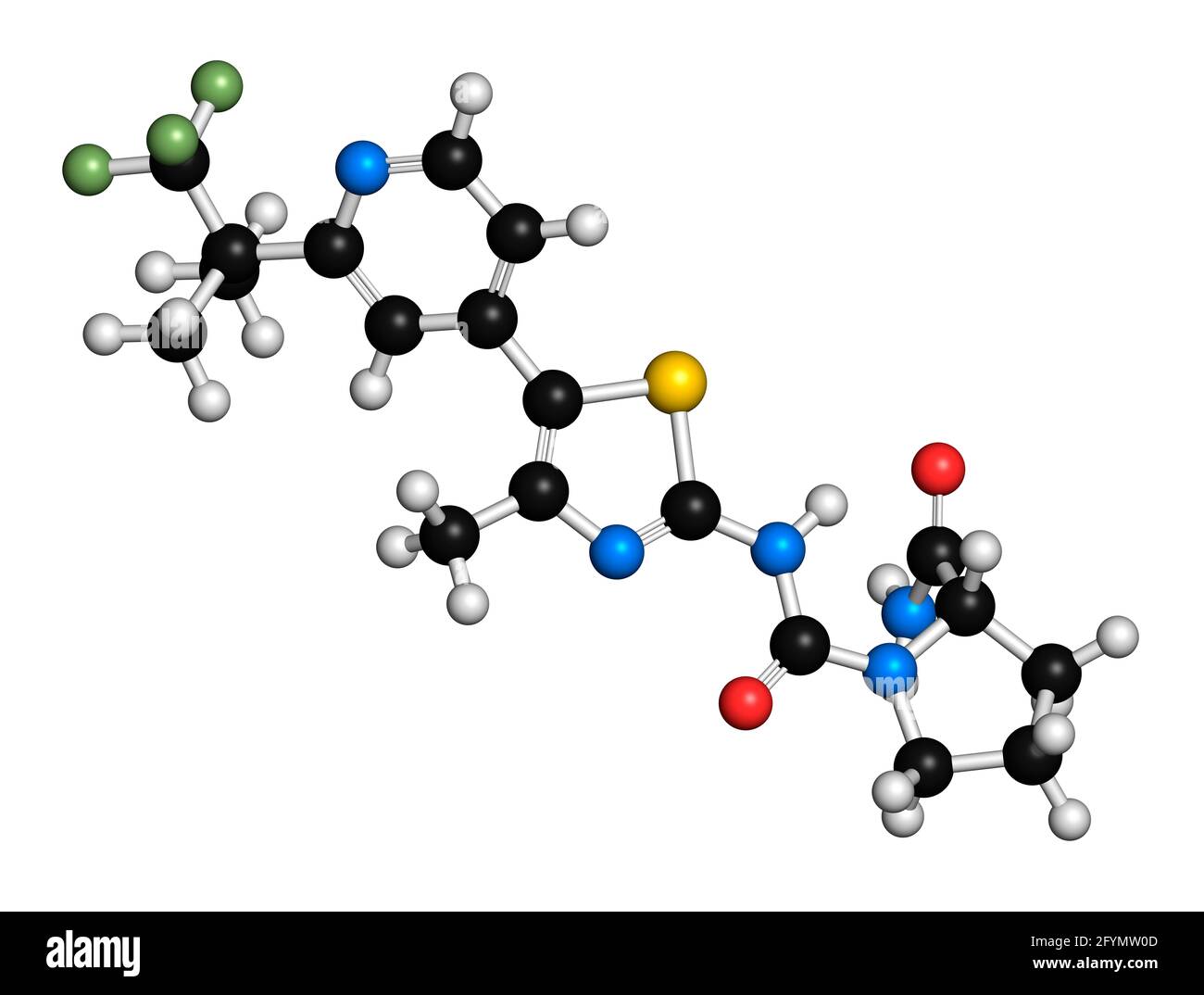 Molecola di farmaco per il cancro Alcelisib, illustrazione Foto Stock