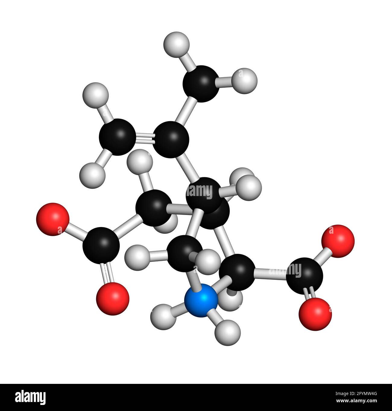 Molecola di acido kainico, illustrazione Foto Stock