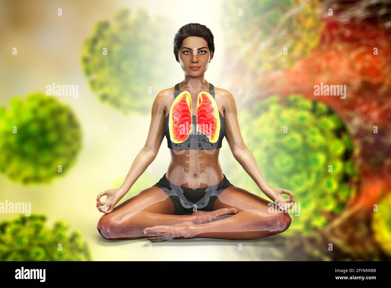 Donna in posa Lotus yoga, illustrazione Foto Stock