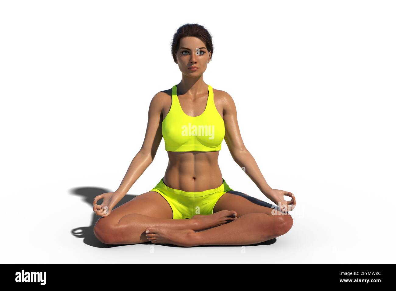 Donna in posa Lotus yoga, illustrazione Foto Stock