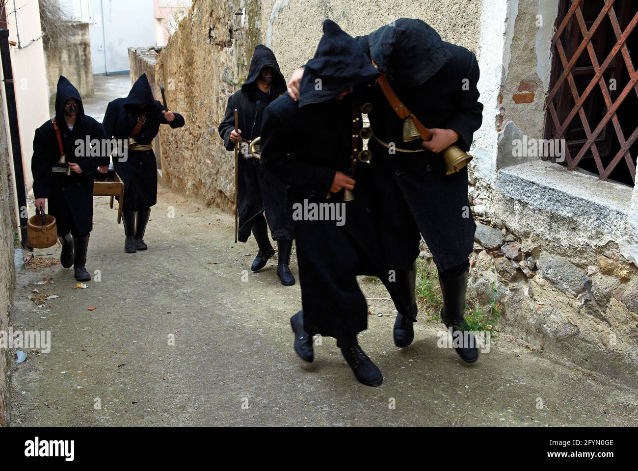 Italia, Sardegna, Orotelli, Turpos al carnevale Foto Stock