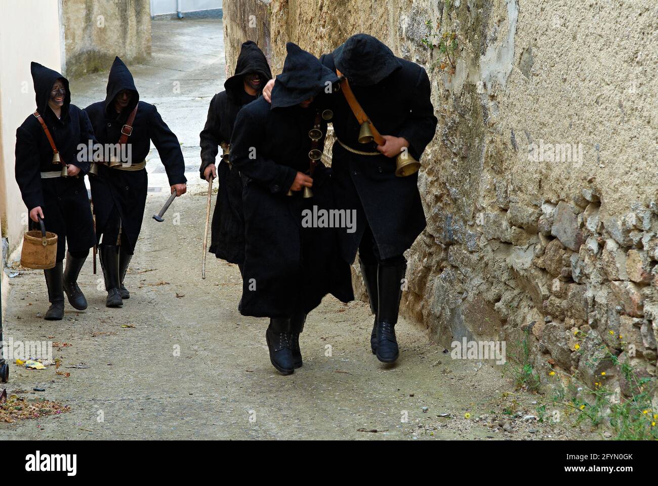 Italia, Sardegna, Orotelli, Turpos al carnevale Foto Stock