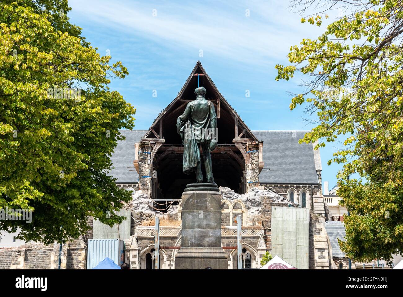 Rovina della famosa Cattedrale di Christchurch dopo il terremoto del 2011, Isola del Sud della Nuova Zelanda Foto Stock