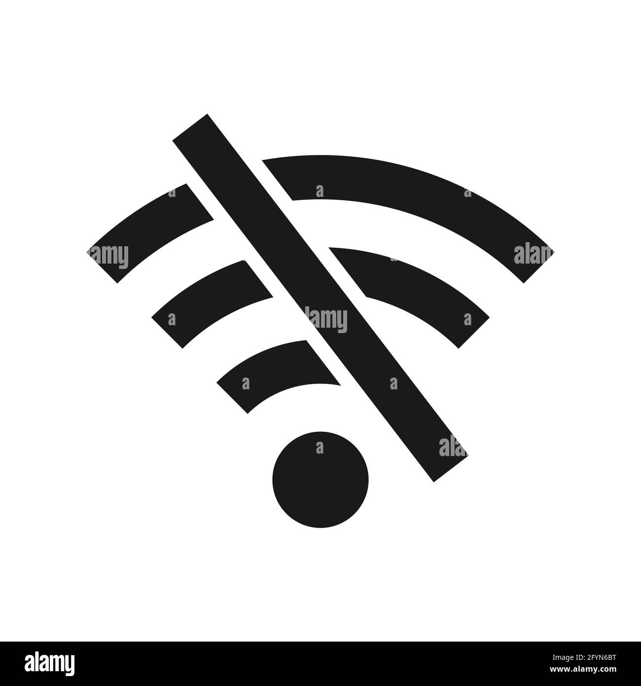 Icona wifi non in linea. Pittogramma di rete wireless disconnessa. Nessun segnale. Simbolo della tecnologia wireless. Illustrazione Vettoriale