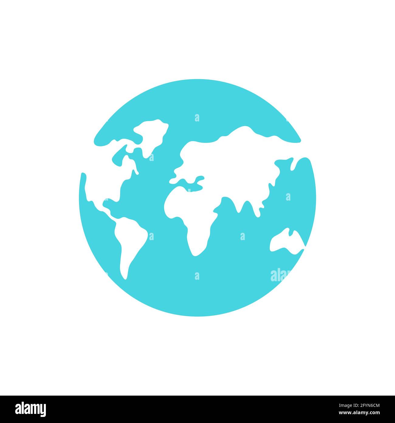 Icona blu pianeta Terra. Stile piatto. Illustrazione vettoriale isolata su bianco. Illustrazione Vettoriale