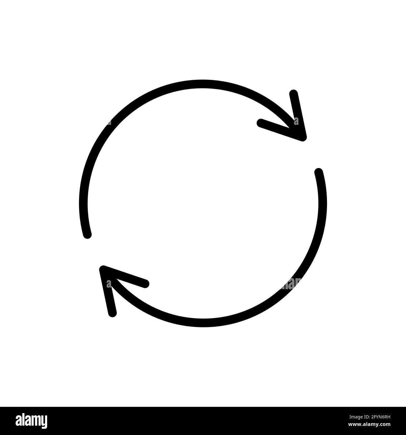 Icona freccia di ricarica. Simbolo freccia di riciclo. Aggiorna simbolo. Vettore isolato su bianco Illustrazione Vettoriale